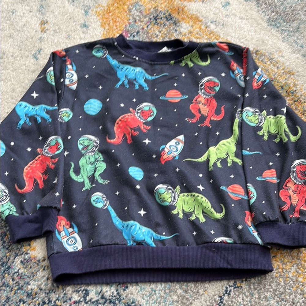 SHEIN Blue and Red Dinosaur Print Hoodie